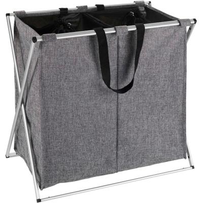 Wäschesortierer WENKO "Duo", grau, B:59cm H:57cm T:38cm, Aluminium, Polyester, Wäschesammler, Wäschesortierer