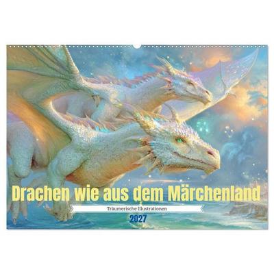 Drachen wie aus dem Märchenland - Träumerische Illustrationen (Wandkalender 2027 DIN A2 quer), CALVENDO Monatskalender