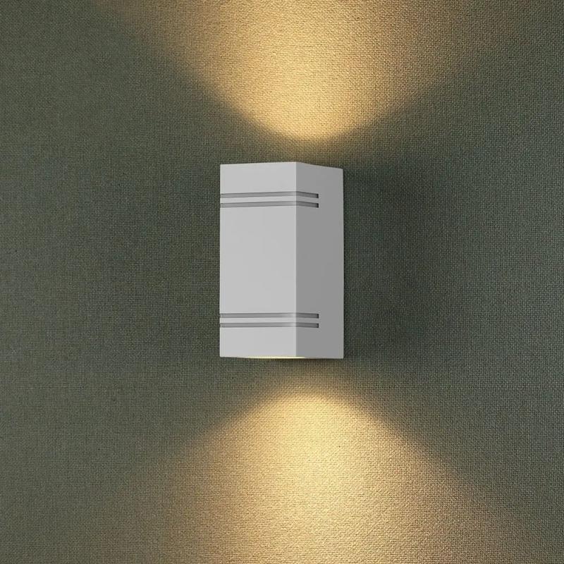 VTAC Applique Murale LED Blanche Carrée IP44 Double Faisceau GU10