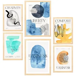 POSTER Set Mit 6 Gefühle A3 & A4 Rahmen Aus Hellem Holz