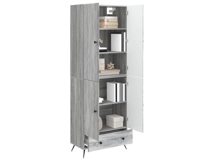 KTHLBRH Schrank-Set 2 Stück Sonoma grau Holz Engineered Modulares 2-in-1-Design, 3 Einlegeböden, 4 Türen, 1 Schublade, großer Stauraum, vielseitig einsetzbar