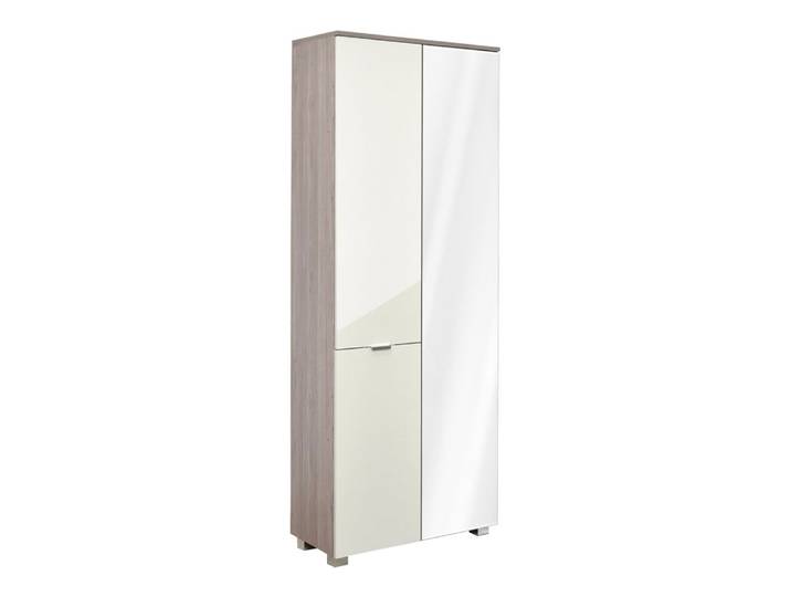 Drehtürenschrank, Beige Hochglanz, 209x80x38 cm, Holzwerkstoff, 2 Türen & 5 Böden, Modern