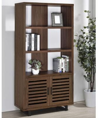 CDecor Rodger Walnut 3-shelf Cabinet Bookcase