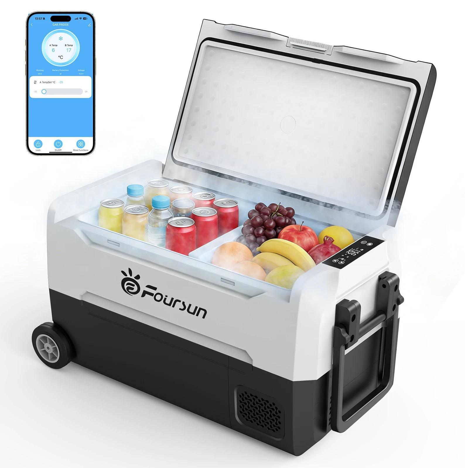 Auto Kühlbox Gefrierbox 35 l - Kompressor 12 V - Bluetooth App-Steuerung - Temperatur 20°C bis +20°C - Tragbar für Camping & Reise - Schwarz