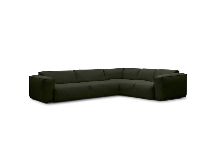 Ecksofa mit Rundecke Grün/Graugrün Webstoff Saia 325 x 71 x 260cm Ecke davorstehend rechts Modern