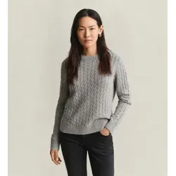Gant für Damen. 4805372 Strickpullover aus Kaschmir mit Zopfmuster in Grau (S), Lässig, Klassisch, Cachemir, Langarm