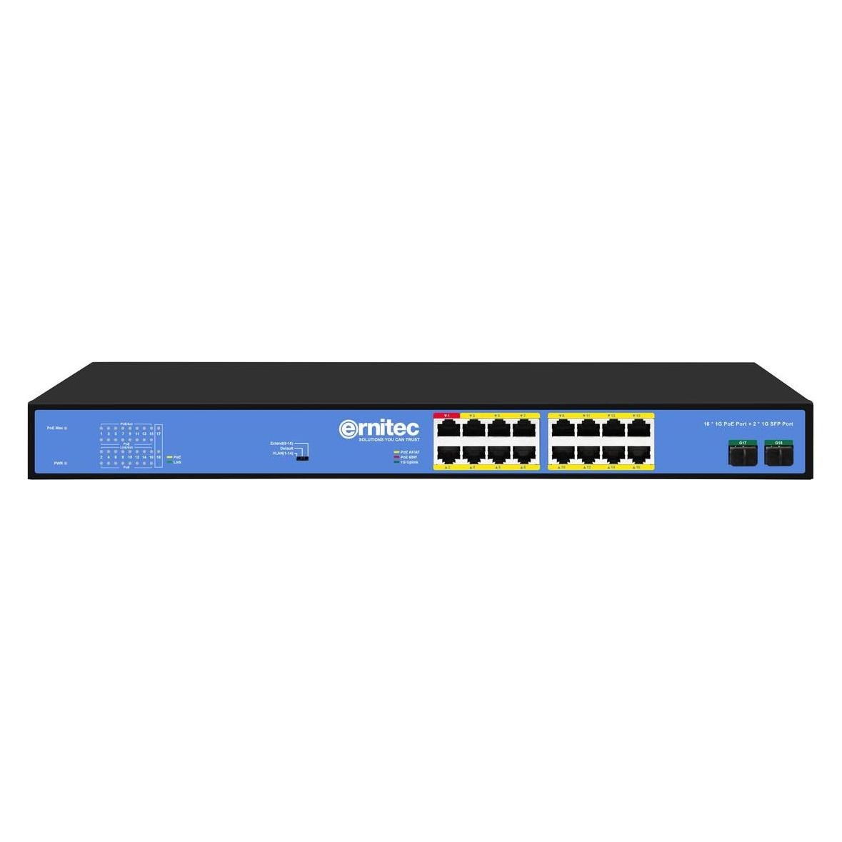 Ernitec Unmanaged Intelligent 16 PoE (16 Ports) (ELECTRA-U16-1GB-285W)