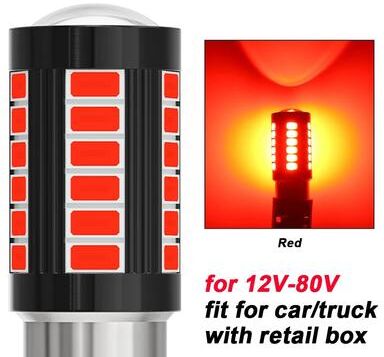 Inspired Living 2 Pack CANbus Error Free 1156 1157 LED Turn Signal Bulbs, 12V 24V BA15S BAY15D 24v Red 7440 W21w T20