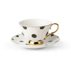 Kaffeetasse Jessica 2tlg. Porzellan Schwarz, Weiß Schwarz / M (Medium)