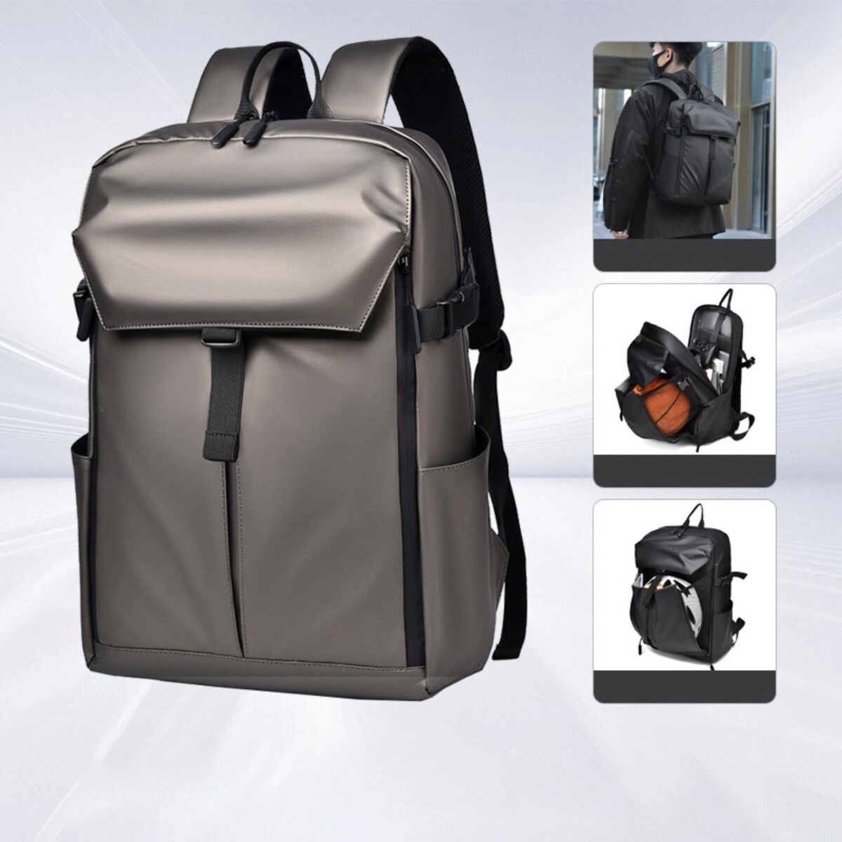 INF Multifunktionaler Business- und Reise-Rucksack – wasserabweisend, ergonomisch, 20-35l, passt 16-inch Laptop, kompatibel mit Grau