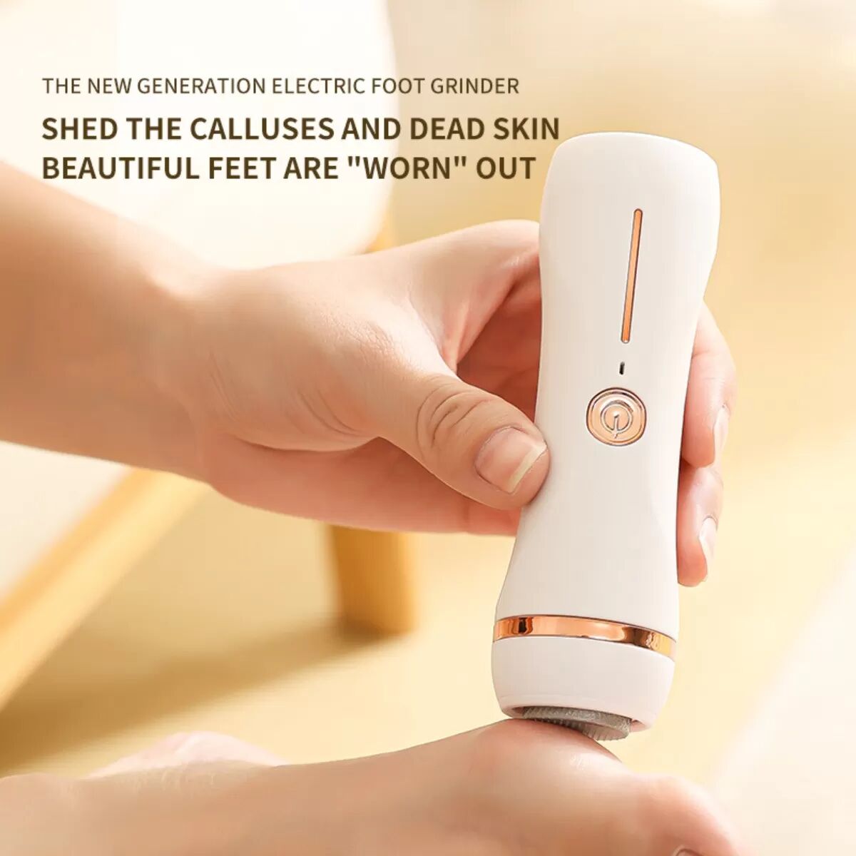 INF Râpe électrique pour callosités des pieds avec 3 têtes remplaçables, lime rechargeable, corps mat antidérapant Blanc
