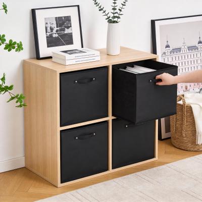 Garvee 6-Pack 13 Inch Fabric Storage Bins with Faux Leather Handles, Foldable Cube Organizer Baskets for Shelves and Closet