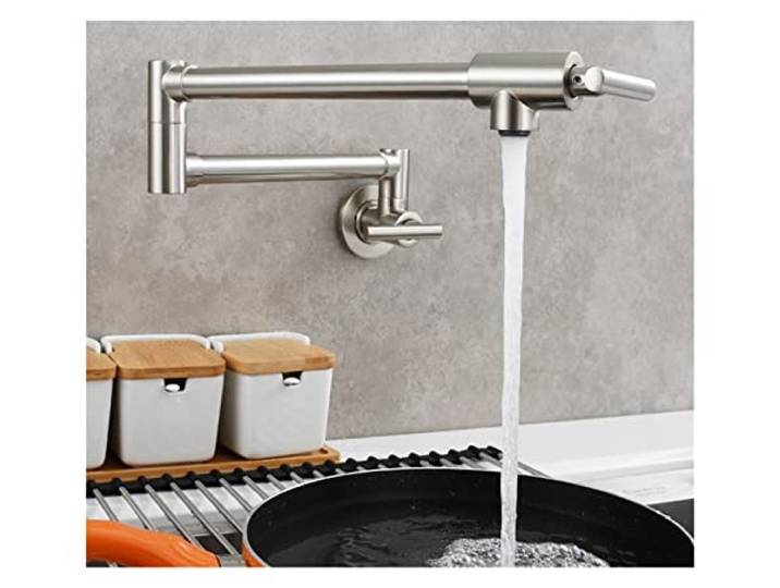 Drehhahn, Klappbarer Wasserhahn mit zwei Schaltern aus Messing, fortschrittlicher rotierender Küchenarmatur, an der Wand montierter Kaltwasserhahn(1 UK)