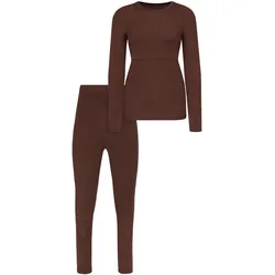 Normani, Damen, Funktionsshirt, Merino Unterwäsche Umstandsmode Set- Langarm-Shirt und Unterhose - 8795 (L), Braun, L