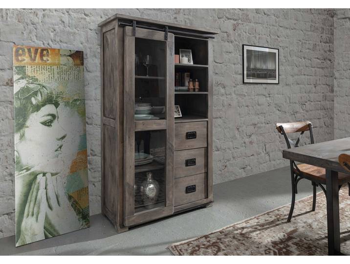 Vitrine 100x45 Manguier laqué Gris RAILWAY #226