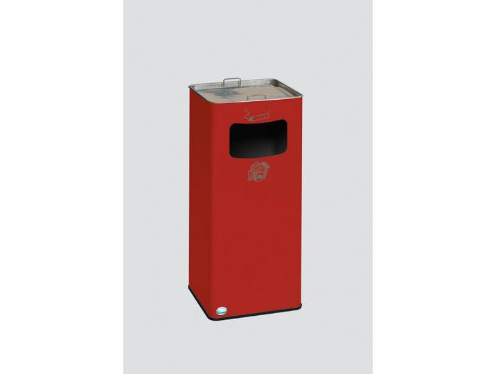 PROREGAL® Aschenbecher Klassischer Kombiascher eckig 70,5x33x33cm Rot