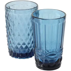 Boltze Trinkglas Aurora 2er Set, Höhe 13 cm, blau