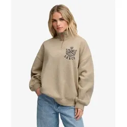 Superdry für Damen. W2012716A Beiges Sweatshirt mit halbem Reißverschluss von Country Club (M), Lässig, Baumwolle