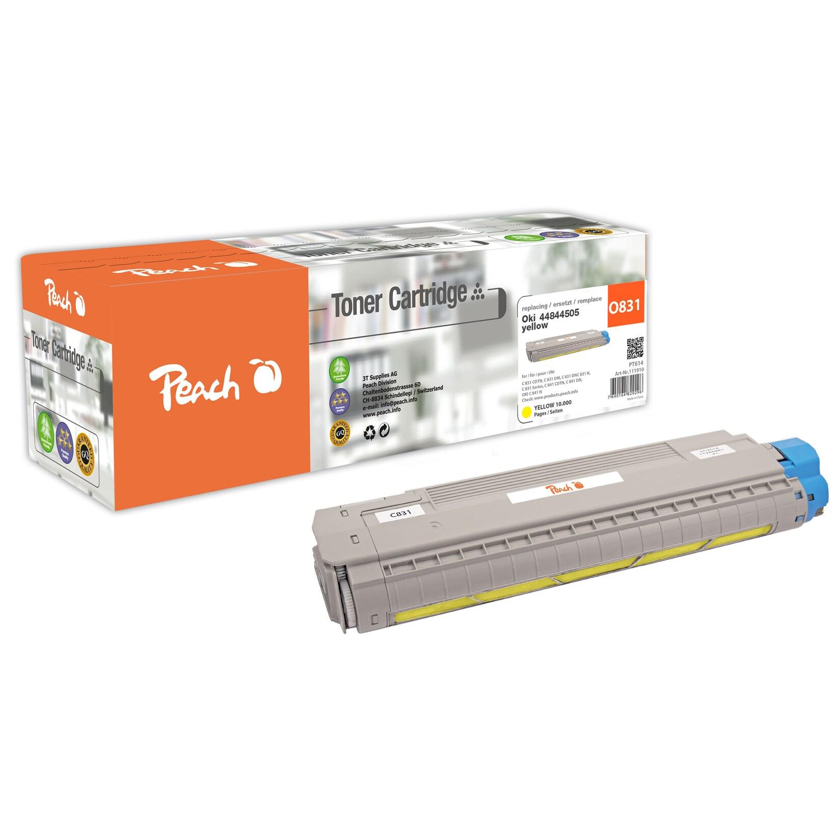 Peach O4484 Toner ye ersetzt OKI 44844505 für z.B. OKI C 831 CDTN, OKI C 831 DM, OKI C 831 DN, OKI C 831 N, OKI C 831, OKI C 841 CDTN (wiederaufbereitet)
