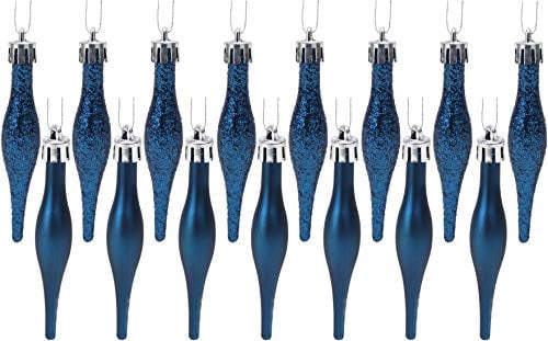 Christmas Concepts Pack van 15 Nachtblauwe Kerstballen met Druppelontwerp in Mat en Glitter (15 - 8,5 cm)