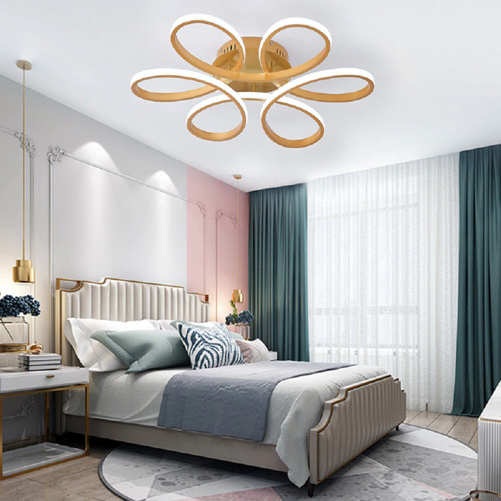 Wade Logan Innsbrook Modern Acrylic Light-adjusted Petal Ceiling Light 1-Light Semi Flush Mount Light Gold (Undimmable) 10cm H x 74cm W x 74cm D