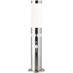 BRILLIANT Lampe Bole Außensockelleuchte Bewegungsmelder edelstahl   1x A60, E27, 60W, geeignet für Normallampen (nicht enthalten)   IP-Schutzart: 44 - spritzwassergeschützt