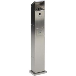 VAR Aschenbecher SG 115, silber, für Outdoor, mit Dach, 2in1, Aschenbecher & Mülleimer aus Edelstahl, 18 x 115cm, 5 L