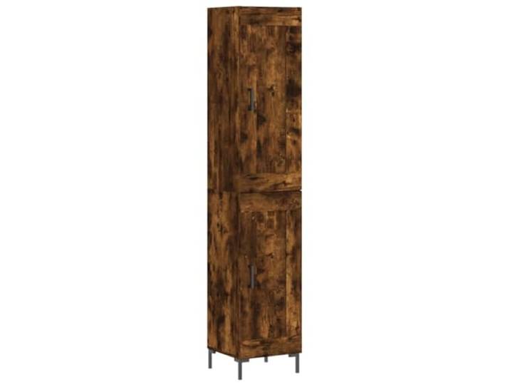 KKgypkn Highboard Räuchereiche 34,5x34x180 cm Holzwerkstoff Stauraumschrank mit Türen, Metallfüße, Stabile Konstruktion, Für Wohnzimmer