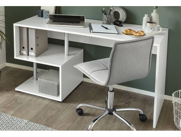 Schreibtisch VOGL MÖBELFABRIK Essy , weiss (weiß), B:137cm H:73cm T:137cm, Tische, Schreibtisch, mit offenen Elementen