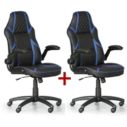 Leder-Gamingstuhl GAME, 1+1 GRATIS, schwarz/blau