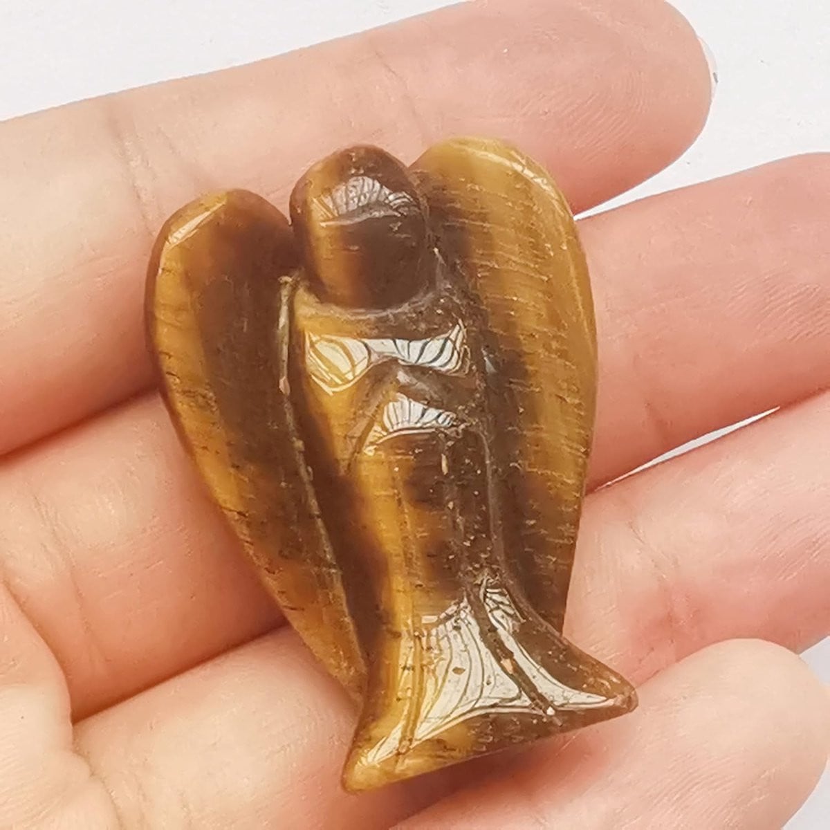 Engelen Beeldje Beschermengel van Tijgeroog Natuursteen Hoogte: 35-40 mm