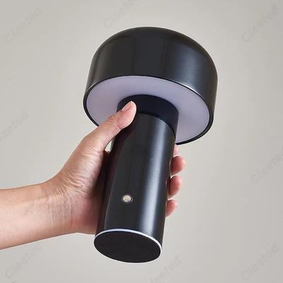 Uplifted Goods Portable Mushroom Table Lamp With Touch Control And Rechargeable Design black usb