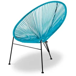 2er-Set Gartenstuhl Egg, PE-Geflecht Blau, Grün Petrol