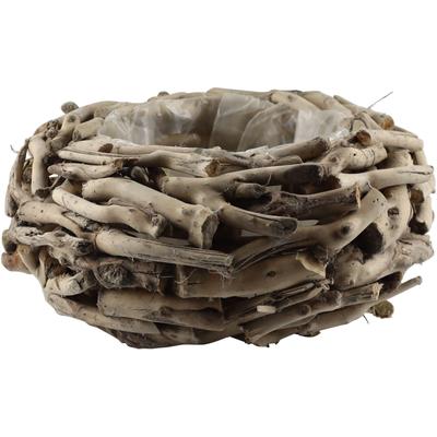 Dekokranz AM DESIGN "Kranztopf aus naturbelassenem Holz", beige (natur), H:16cm Ø:38cm, Holzwerkstoff, Dekokränze, perfekt als dekoratives Pflanzgefäß oder für saisonale Arrangements