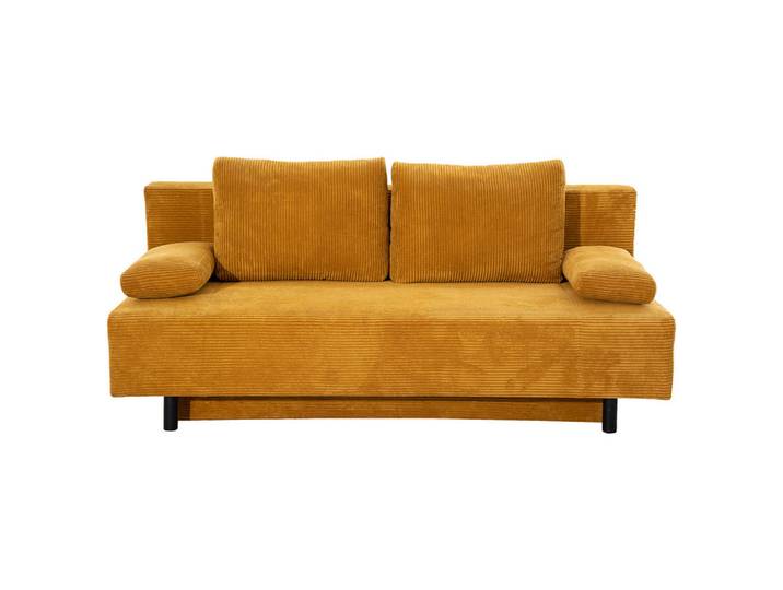 Mid.you Sofa, Currygelb, Buche,getrocknete Naturmaterialien, vollmassiv,Schichtholz, vollmassiv, Hartholz, 3-Sitzer, Füllung: Silikon, Schaumstoffflocken,Silikon, Schaumstoffflocken, 191x92x89 cm, Rücken echt, Wohnzimmer, Sofas & Couches, Sofas
