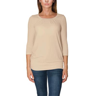 3/4-Arm-Shirt ALKATO "Damenshirt Alkato Damen Viskose Shirt 3/4 Arm Longshirt Top", Damen, Gr. M, beige, Shirts 3/4-Arm-Shirt