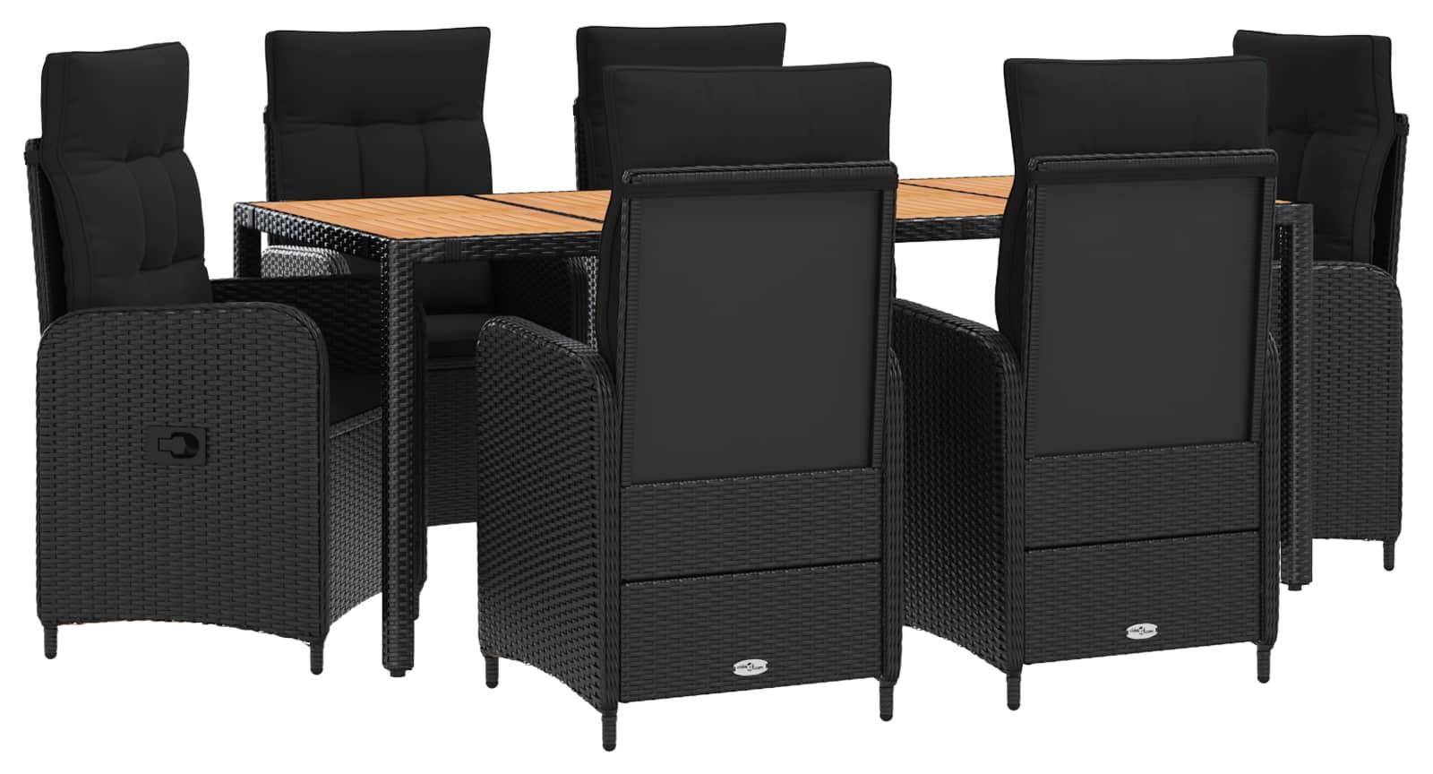 Outdoortisch-Set 7 stk. Schwarz