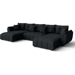 WOHNLANDSCHAFT Antalya Schwarz 382/190/91 cm – Sofa mit Bettfunktion