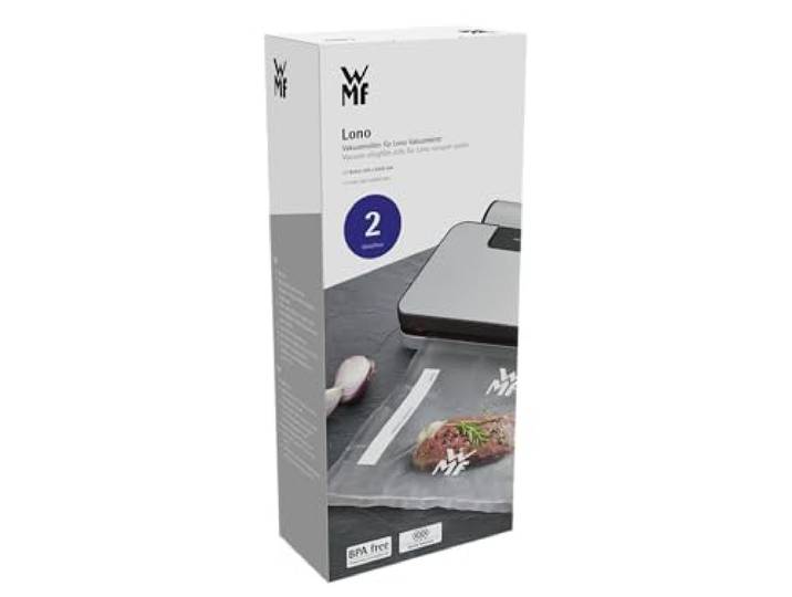 WMF Lono Lot de 2 rouleaux de film sous vide pour appareil de mise sous vide\, 600 x 30 cm\, 4 couches\, côté texturé/lisse\, sans BPA\, transparent