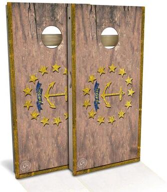 Skip's Garage Rhode Island Flag Outdoor Cornhole Board Set