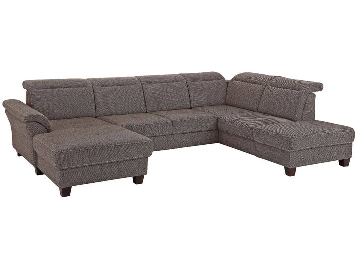 Wohnlandschaft, Braun, 342x235 cm, Struktur & Microfaser, Sitztiefenverstellung, Klassisch, Home-affaire