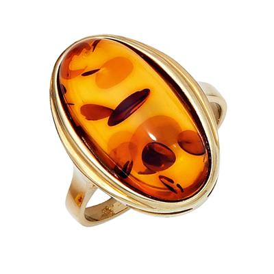 Goldring JOBO "Bernstein-Ring" Gr. 58, gelb (gelbgold 375), Fingerringe, Damen, 58, Gelbgold 375, Goldring, 375 Gold