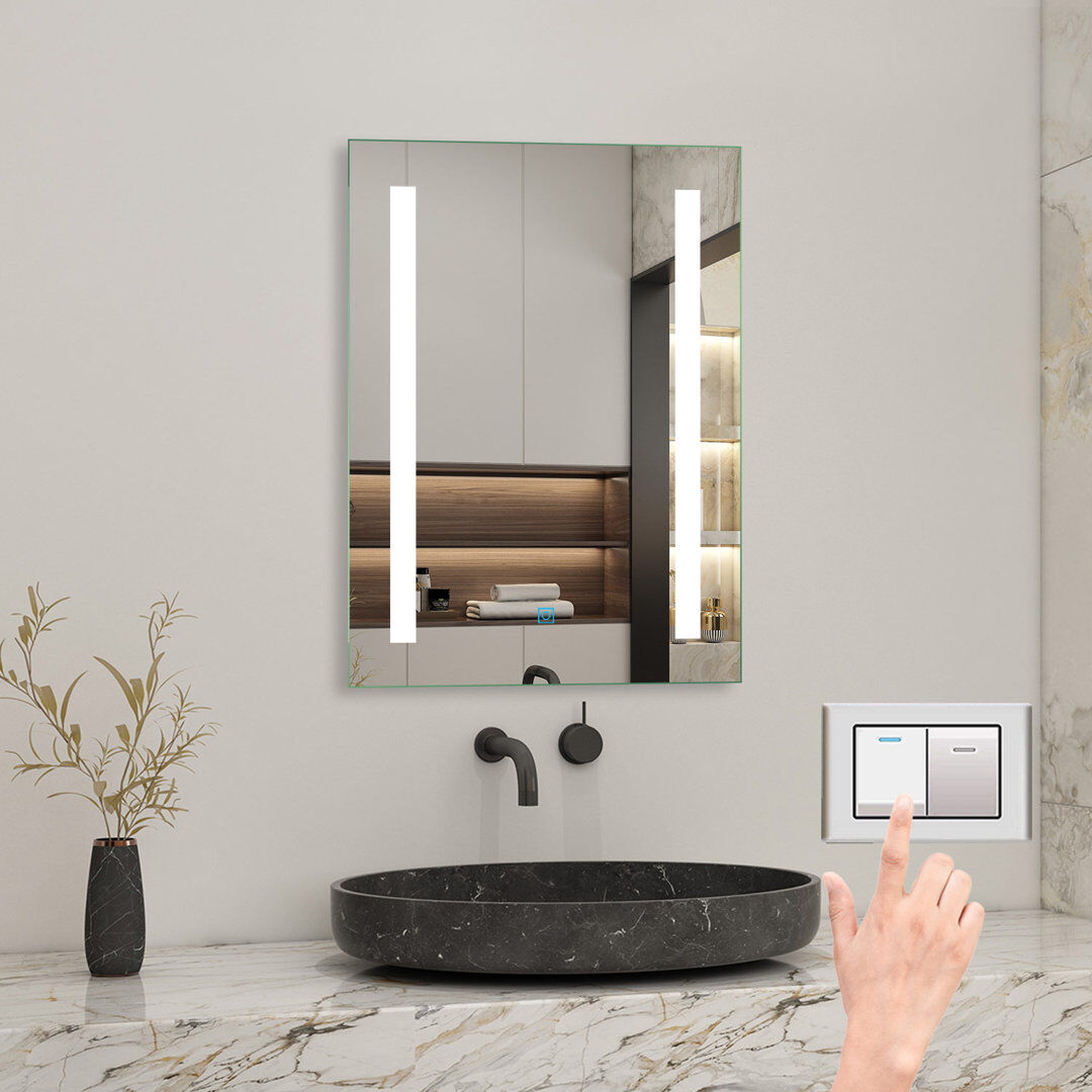 Metro Buckhalter Rectangle Wall Vanity Mirror White 80cm x 60cm
