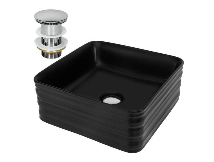Ml-Design Waschbecken, Schwarz, Keramik, 39x15x39 cm, Badezimmer, Waschbecken & Armaturen, Waschbecken