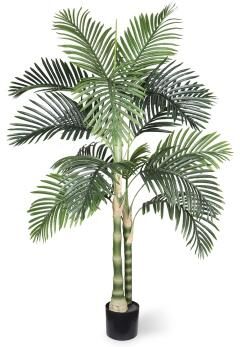 Lush Black Pot Golden Cane Palm - Lifelike Tropical Faux Plant for Indoor & Outdoor Spaces - 5FT
