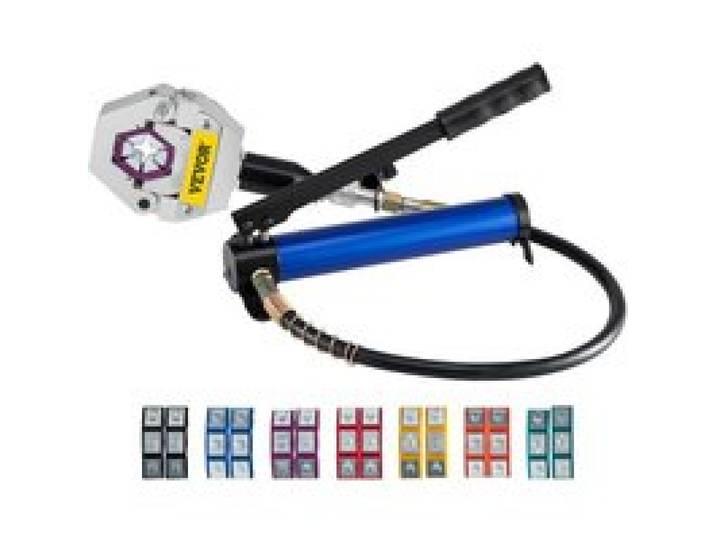 VEVOR Pince à Sertir Hydraulique, Modèle FS-7842 Sertisseur Hydraulique à Pédale Séparable, en Alliage d'Aluminium Kit De Pince De Sertissage 7 Matrices, Multicouche Force de Pression Sertisseuse