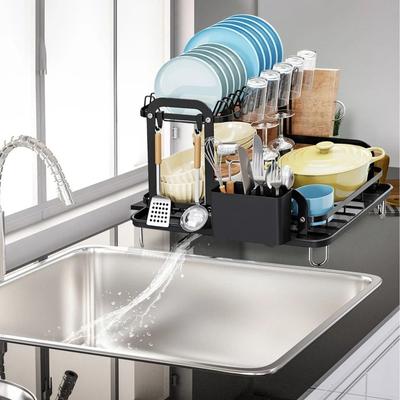Multicon Wholesale Hub Tier Dish Drying Rack With Drainboard, Carbon Steel, Utensil Holder, Large Capacity, Kitchen Counter Storage Solution Tier Dish Drying Rack With Drainboard, Carbon Steel, Utensil Holder, Large Capacity, Kitchen Counter Storage Solut