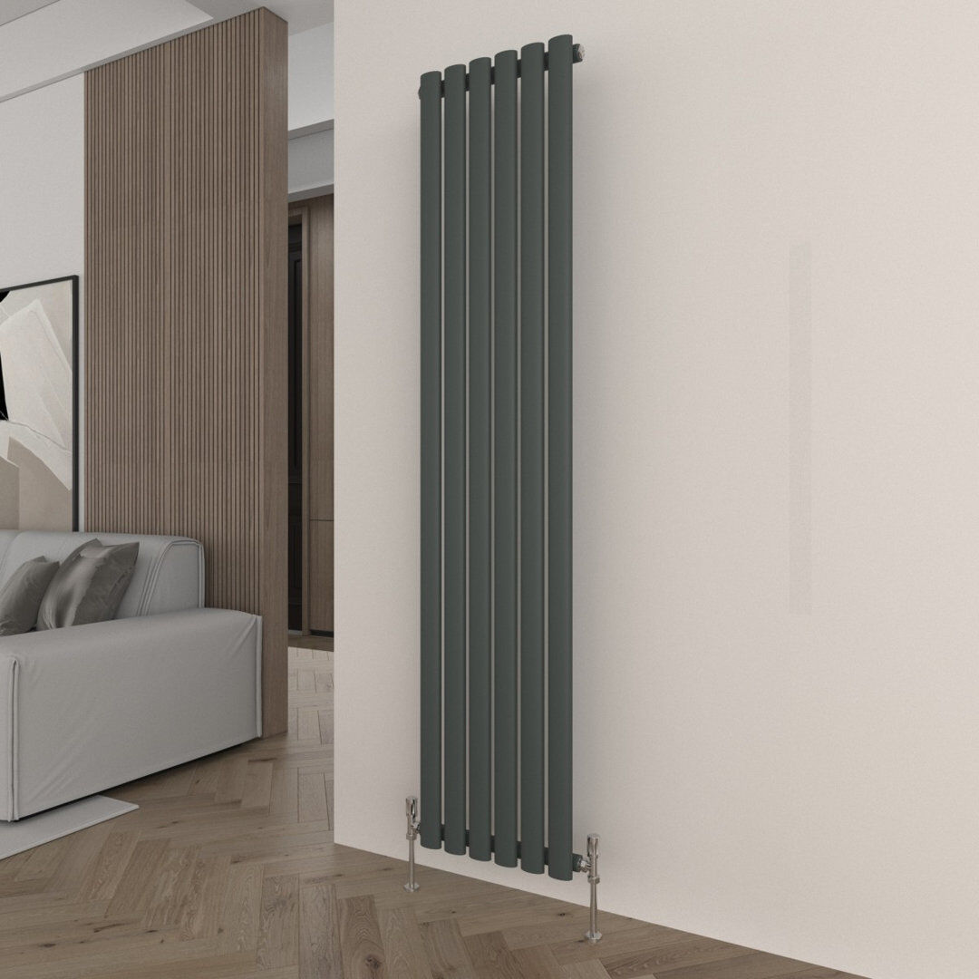 Belfry Heating Vertical Radiator Anthracite Oval Column Designer 1600x354mm Single Modern Central Heating Rads Gray 1,600mm H