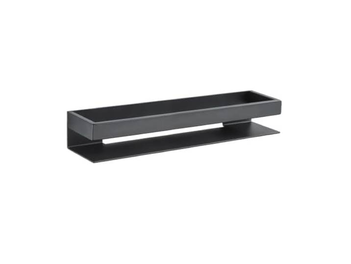 MBNFHIRBBX Eckregal for die Dusche aus schwarzem Edelstahl Wandmontierter Badezimmer- und Küchen-Organizer(S11001 Black 50CM)