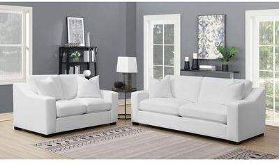 Coaster Ashlyn Upholstered Sloped Arm Sofa Set